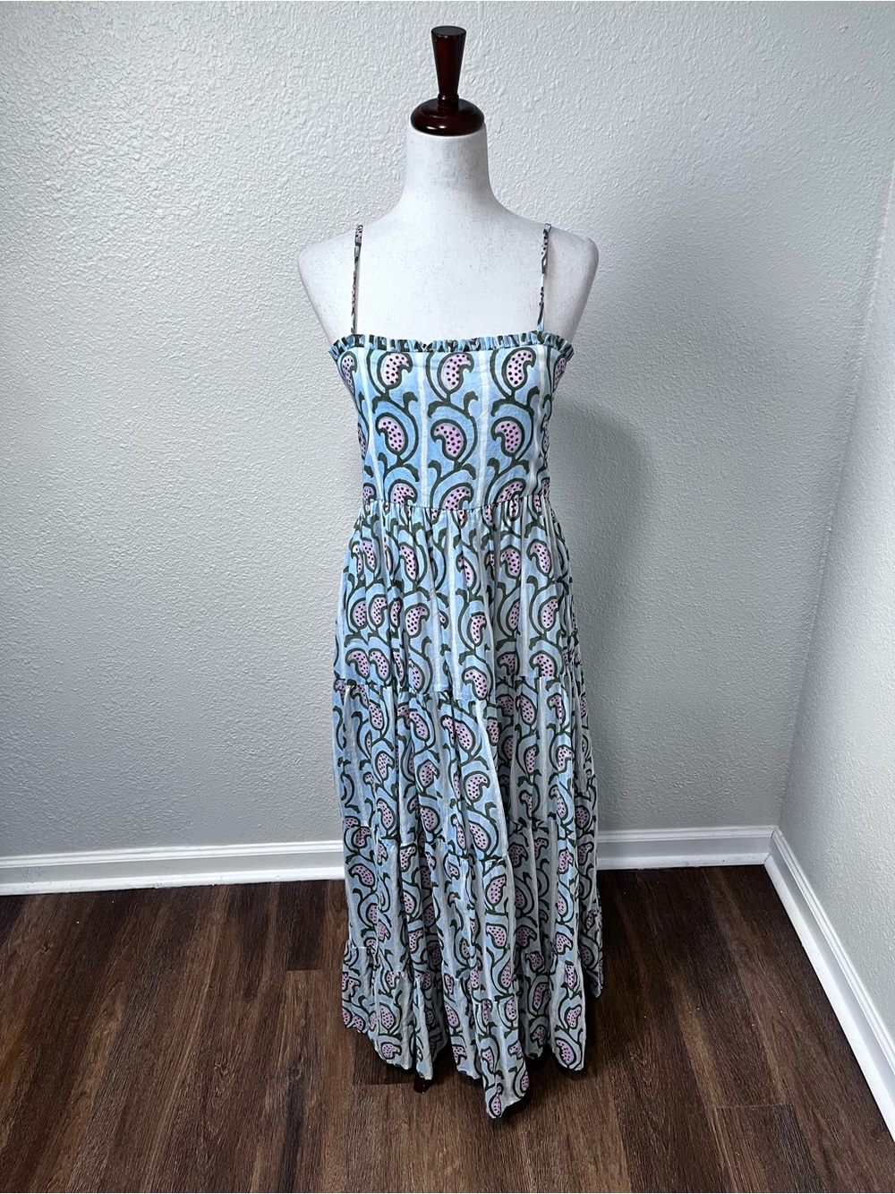Oliphant Light Blue Maxi With Adjustable Straps Dress Size Medium